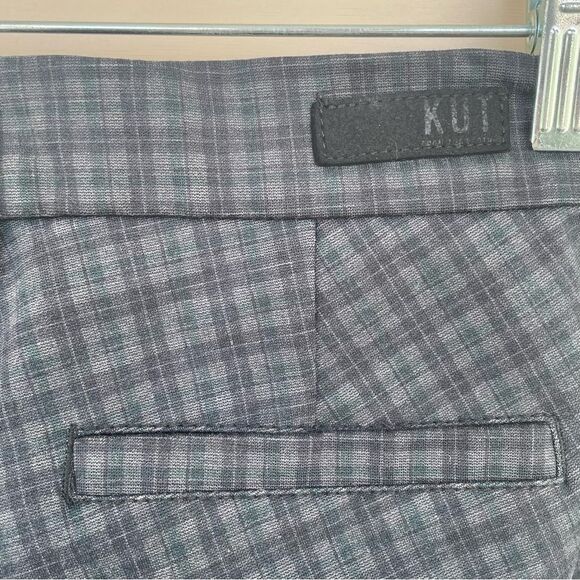 Kut from the Kloth Gray Green Plaid Stretch Skinny Trousers Size 4 - Picture 6 of 11